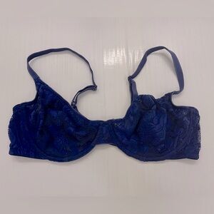 Vintage Victoria Secret Bralette Lacey Deep Blue Adjustable straps lingerie